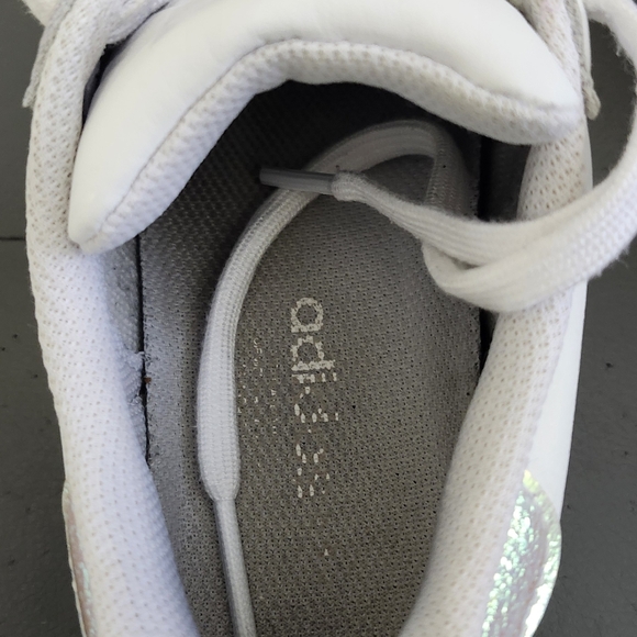 Adidas WHITE Bling WEDDING Sneakers Woman 8 SWAROVSKI CRYSTAL SIZE 4.5 - Picture 11 of 12